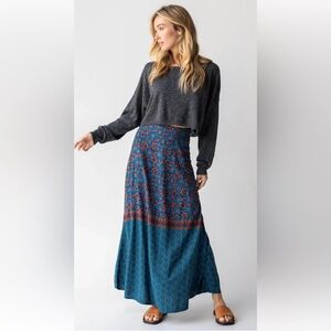 NATURAL LIFE Blue and Brown Maxi Skirt